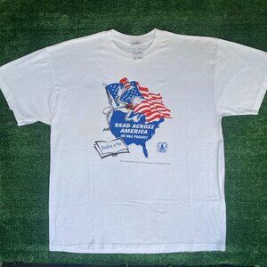 Vintage 90s Dr. Seuss Shirt Cat in the Hat Reading USA Tee